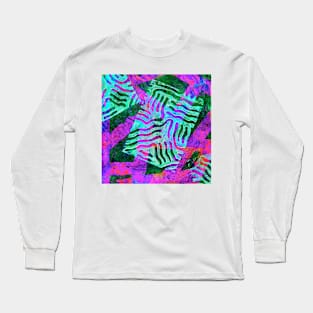 The Boxed In Abstract - Digitally Enahanced Neon Version 7 Long Sleeve T-Shirt